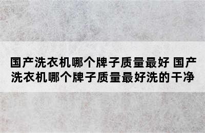 国产洗衣机哪个牌子质量最好 国产洗衣机哪个牌子质量最好洗的干净